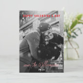 Prettige Valentijnsdag Rood Hart Paar Foto Feestdagenkaart (Staand voorkant)