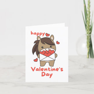 Prettige Valentijnsdag schattige paard Feestdagen Kaart