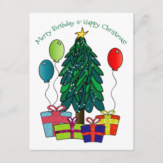 Prettige verjaardag, vrolijk kerstfeest! feestdagenkaart