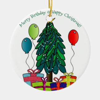 Prettige verjaardag, vrolijk kerstfeest! keramisch ornament