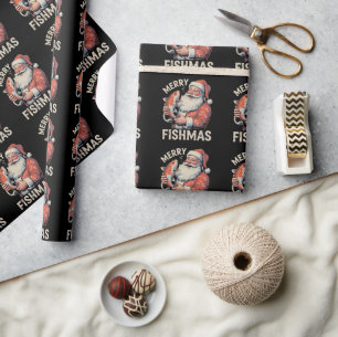 Prettige VisKerst Merry Christmas Kerstman Vissen Cadeaupapier