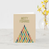 Prettige VisKerstmis Grappige midcentury Kerstmis  Kaart (Gele Bloem)
