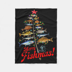 Prettige Vismas Grappige Kerstboom Lichtjes Vis Vi Fleece Deken