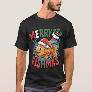 Prettige Vismas – Grappige Kerstman Vissen Vakanti T-shirt