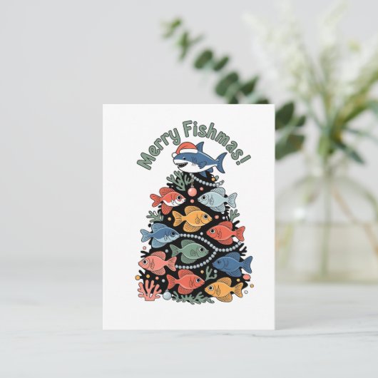 Prettige VissenKerstmis Kerstboom Vis Grappige Vis Uitnodiging Briefkaart (Staand voorkant)