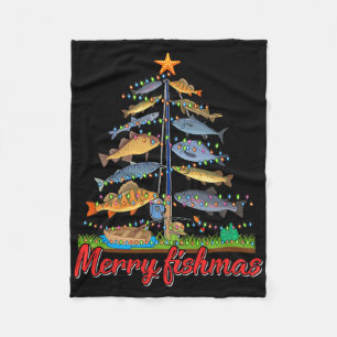 Prettige Vissenmas Grappige Visser Kerstboom Visse Fleece Deken