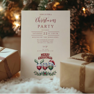 Prettige Wijn Kerstmis Kaart