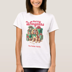 Prettige Woefmas Familie Naam Hond Kerstmis T-shirt