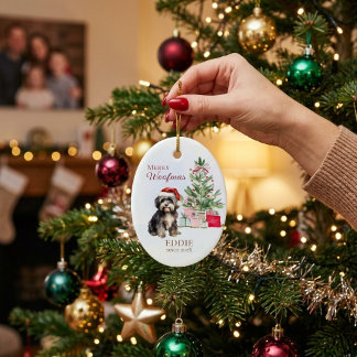 Prettige Woofmas Eerste Kerstmis Huisdier Puppy Ho Keramisch Ornament