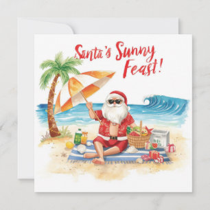 Prettige zomervakantie Kerstman op het strand  Feestdagenkaart