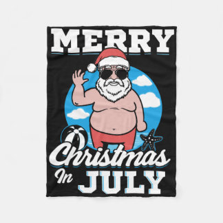 Prettigkerstfeest in juli grappige kerstman  fleece deken