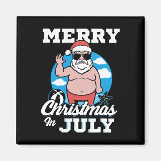 Prettigkerstfeest in juli grappige kerstman  magneet