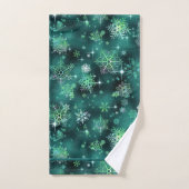 Prettist Snowflakes Motif Green ID846 (Serviette à main)