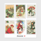Pretttige Vintage Kerstkaarten Sinterklaas Kindere Sticker (Vel)