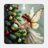 Pretty Angel Fairy Personalized Christmas Metalen Ornament (Voorkant)