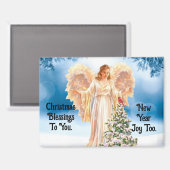 Pretty Angel With Cardinal Christmas Magnet (Recto/Verso)