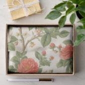 Pretty Bird and Butterflies with Peony Branches Tissuepapier (Geschenk)
