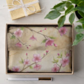 Pretty Bird Perched on Pink Floral Branch Tissuepapier (Geschenk)