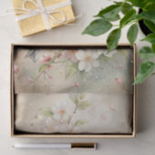 Pretty Bird Perched on White Floral Branch Tissuepapier (Geschenk)