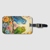 Pretty Blue and Green Parakeets Bagagelabel (Voorkant (horizontaal))