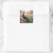 Pretty Blue and Turquoise Peacock Vierkante Sticker (Tas)