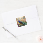 Pretty Blue and Turquoise Peacock Vierkante Sticker (Envelop)