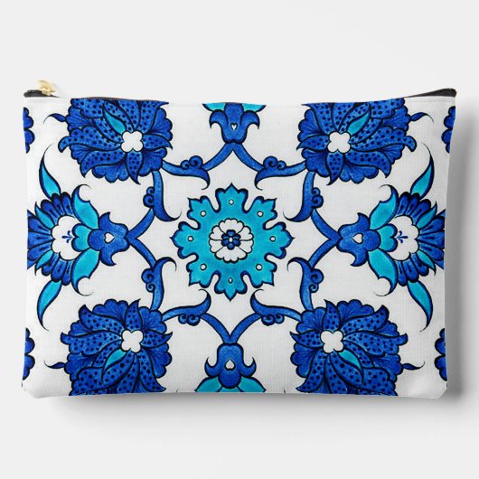 “Pretty Blue Duo Floral ” Cosmetic Accessory Pouch Etui (Voorkant)