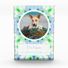 Pretty Blue Green Pet Cat Dog Memorial Keepsake Fotoblokken