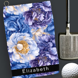 Pretty Blue Peony Personalized Golfhanddoek