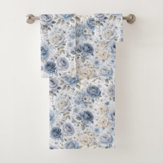 Pretty Blue Rose Floral Watercolor  Bad Handdoek