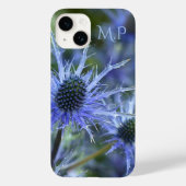 Pretty Blue Sea Holly Thistle Monogram Case-Mate iPhone Case (Achterkant)