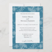 Pretty Blue White Floral Faux Lace Wedding Kaart (Voorkant)