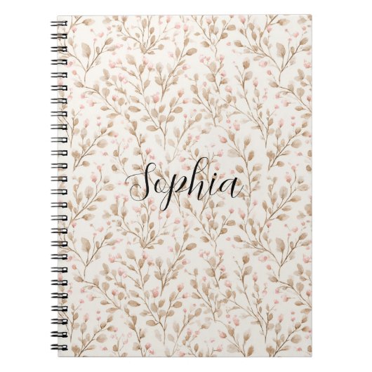 Pretty Blush Pink Cream Floral  Notitieboek (Voorkant)