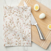 Pretty Blush Pink Cream Floral  Theedoek (Quarter Fold)