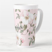 Pretty Blush Pink White Flowers   Latte Mok (Rechterhoek)