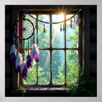 Pretty Boho Paarse Droomvanger in Raam