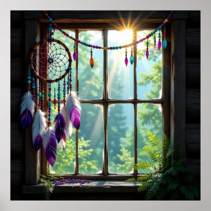 Pretty Boho Paarse Droomvanger in Raam   Poster