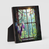 Pretty Boho Purple Dreamcatcher in Window   Fotoplaat (Voorkant)