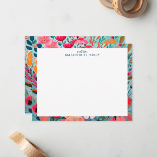 Pretty Botanical Girly Floral Frame Notitiekaartje