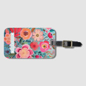 Pretty Botanical Girly Floral Pattern Bagagelabel (Voorkant (horizontaal))