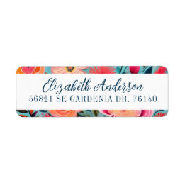 Pretty Botanical Girly Floral Return Address Etiket