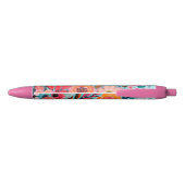 Pretty Botanical Girly Floral Zwarte Inkt Pen (Achterkant)