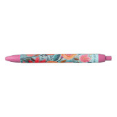 Pretty Botanical Girly Floral Zwarte Inkt Pen (Voorkant)