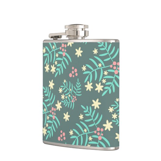 Pretty Botanical Leaves and Berries Blue Pattern Heupfles (Links)