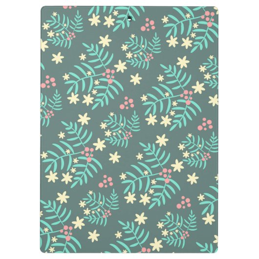 Pretty Botanical Leaves and Berries Blue Pattern Klembord (Achterkant)
