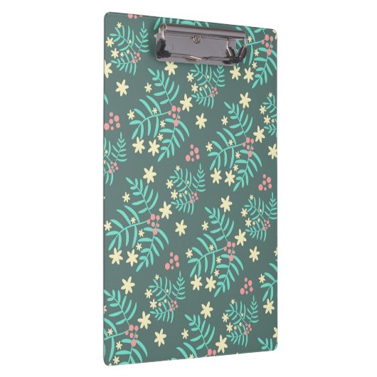 Pretty Botanical Leaves and Berries Blue Pattern Klembord (Rechts)