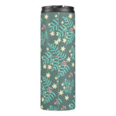 Pretty Botanical Leaves and Berries Blue Pattern Thermosbeker (Achterkant)