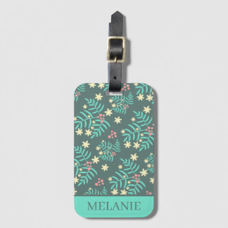 Pretty Botanical Leaves and Berries Personalised Bagagelabel