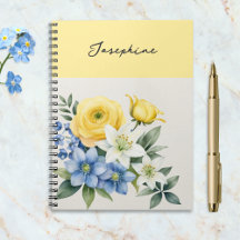 Pretty Botanical Watercolor Floral Personalized