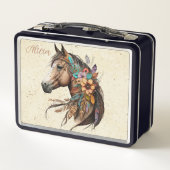 Pretty Buckskin Horse Lunch Box with Name (Dos)